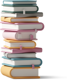 Tall stack of books